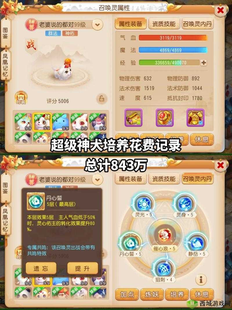 梦幻西游手游超级神犬全面评测，深入解析技能搭配与内丹选择策略